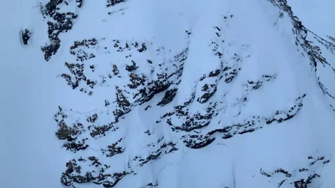 Top Down View Of Rocky Snowy Mountain Stock Footage 237337188