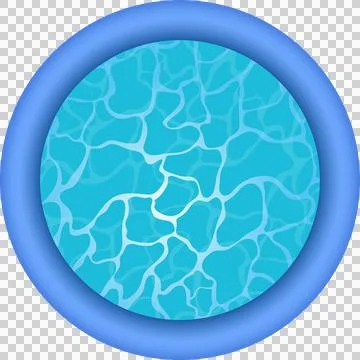 Top-down view of a round, inflatable pool filled with sparkling blue water... イラスト素材
