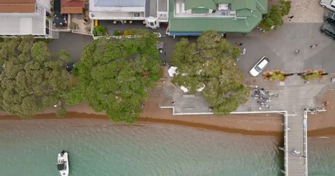 Top down view of Russell waterfront, Bay of Islands, New Zealand Video stock 264466155
