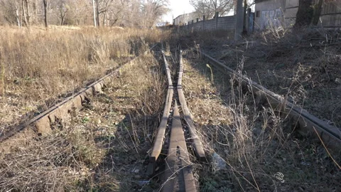 Top Down View Of Rusty Railroad Switch Stock Footage 172137717