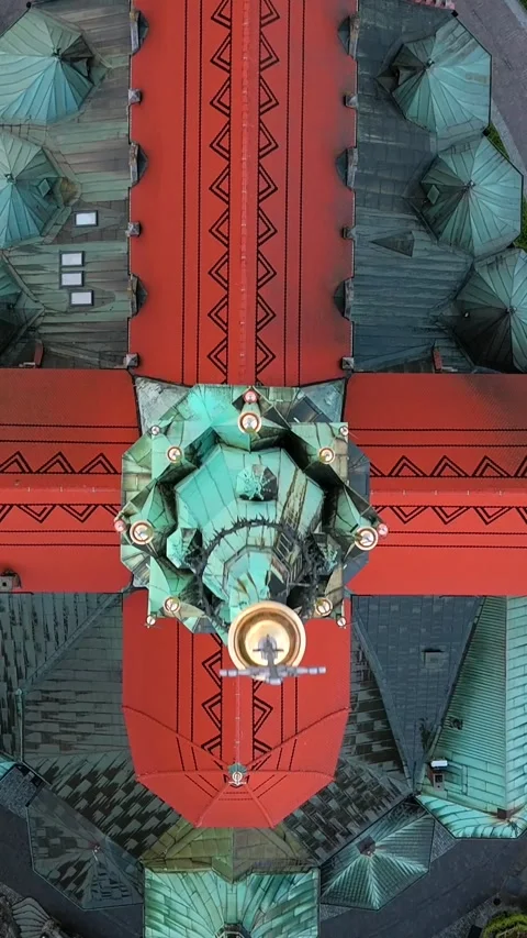 Top-down view on Saint Josephs Church and Podgorze square in Krakow Stock Footage 318007152