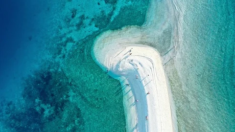 Top down view of sandbar beach Stock Footage 113047006