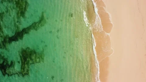 Top down view on sandy beach with reef Stock Footage 154850828