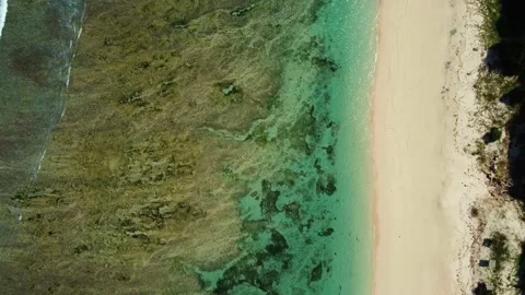 Top down view on sandy beach with reef Stock Footage 155347273
