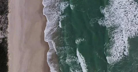 Top-Down View of Sea Waves Moving Across the Ocean Surface Stock Photos