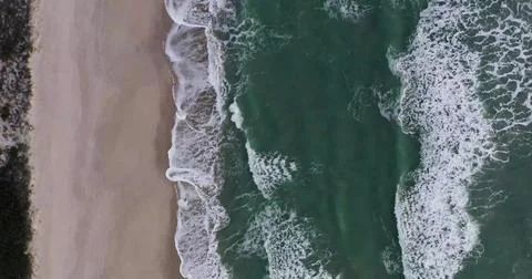 Top-Down View of Sea Waves Moving Across the Ocean Surface Stock Photos