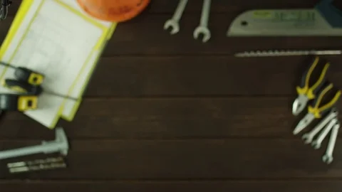 Top down view. Selecting wrenches Stock Footage 80082251