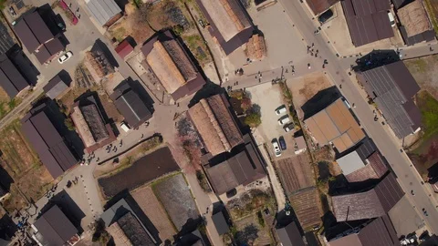 Top-down view of Shirakawa-go village in the Japanese Alps. Stock Footage 92820071