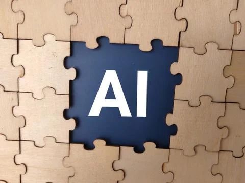 A top-down view shows the letters AI printed in white in a central gap amon.. 스톡 사진