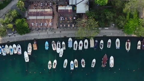 Top down view sidewalk on the sea coast, Video stock 234019268