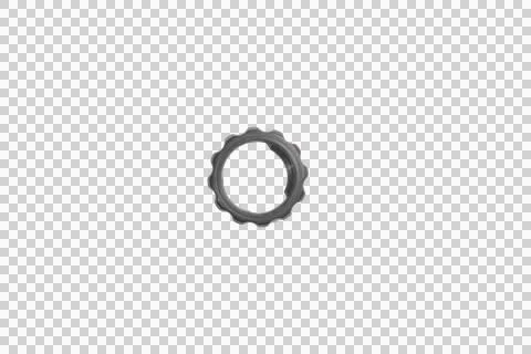 Top down view of silver knurled lock ring fastener seen on a transparent ba.. Stock Photos