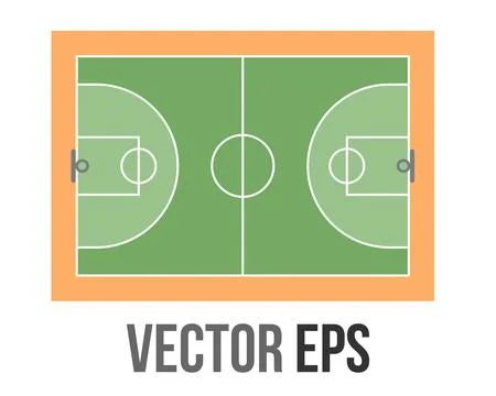 Top down view of a simplified basketball court with clear markings and boun.. Stock Illustration