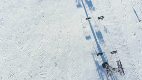 Top down view of ski lift from a drone Video stock 231492580