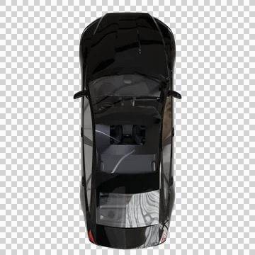 Top-down view of a sleek, glossy black sports car Stock Photos