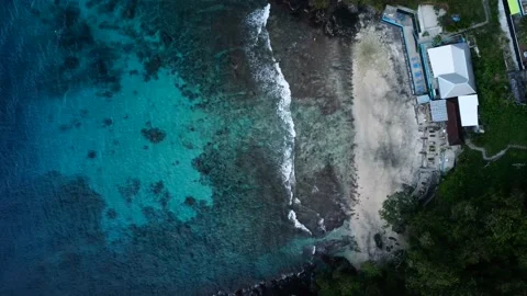 Top down view small bay with crystal blue water Stock Footage 158097768