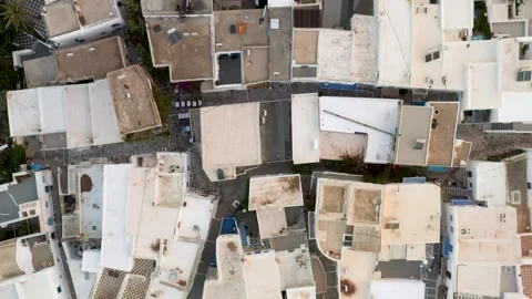 Top down view of small european village with tiny streets Stock Footage 258280275