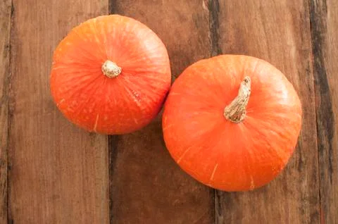 Top down view on small orange pumpkins Stock Photos