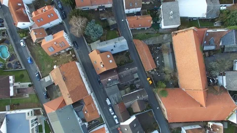 Top Down View of Small Suburb near Frankfurt #003 Stock Footage 87842164