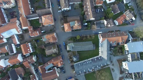 Top Down View of Small Suburb near Frankfurt #002 Stock Footage 87842204