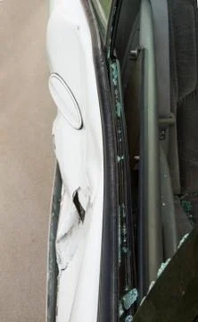 Top down view of a smashed in door. Stockfoto's