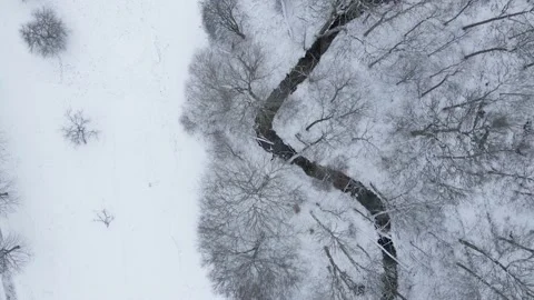Top down view of a snow covered park Stock Footage 147095653