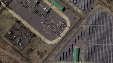 Top Down View of Solar Panels and Service Roads Video stock 342627475