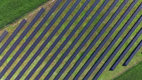 Top down view of solar power array Stock Footage 347706460