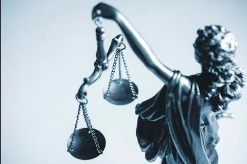 Top down view of a statue of Justice Foto stock