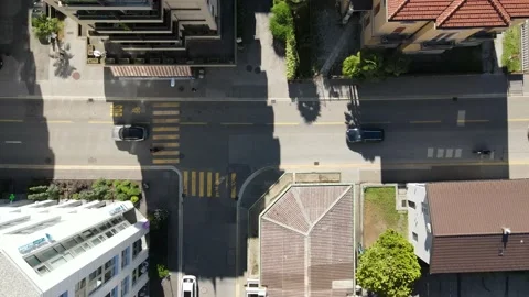 Top down view of street in Lugano, Ticino, Switzerland Stock Footage 158149276