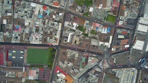 Top Down view of Streets of Quito Ecuador Stock Footage 128929227
