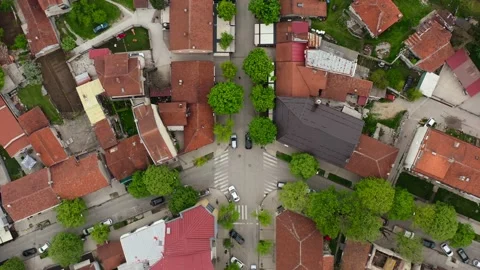 Top down view of streets in the summer city. Stock Footage 234520193