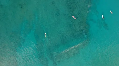 Top down view of surfers on the water Video stock 89635762