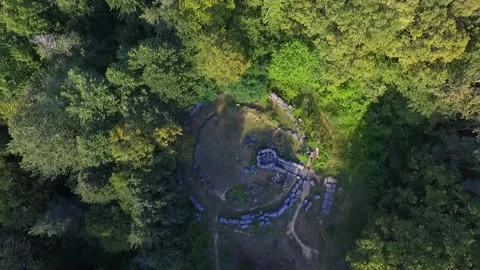 Top down view of Thracian sanctuary Mishkova niva, Bulgaria Stock Footage 143937301