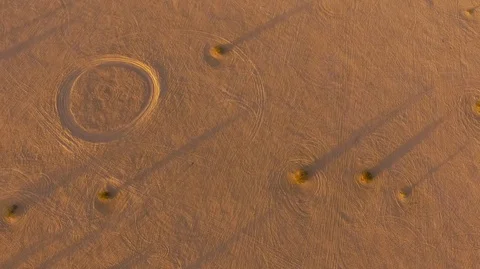 Top down view of tire tracks in the desert Stock Footage 99158265