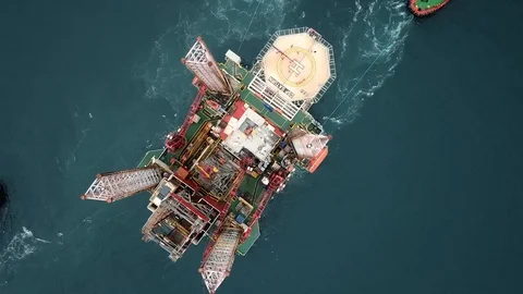 Top down view of a towing convoy consisting of a superstructure of a technologic Stock Footage 108442314