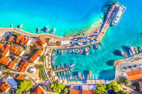 Top Down View of the Town of Bol, Brac Island, Croatia Stock Photos