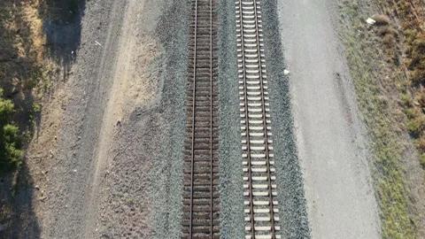 Top-Down View of Train Tracks Stock Footage 196139185