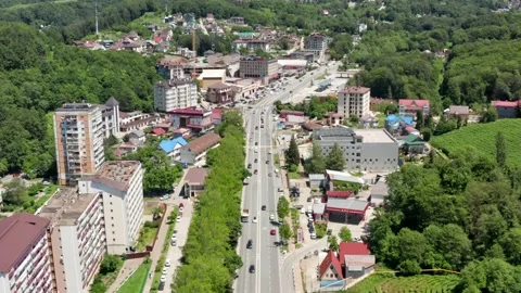 Top Down View. Transportation Scene. Aerial View of Traffic and Pedestrian 動画素材 155069728