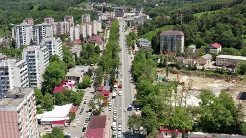 Top Down View. Transportation Scene. Aerial View of Traffic and Pedestrian Vidéo 155071006
