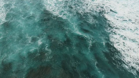 Top down view of the turquoise water of the Atlantic Ocean Stock Footage 112032421