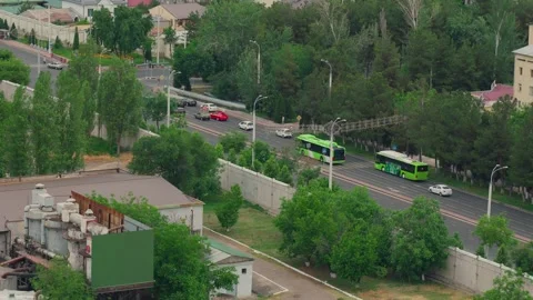 Top-down view of urban traffic at a stoplight Stock Footage 308739962
