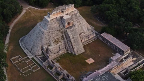 Top-Down View Of Uxmal Pyramid Of The Magician Stock Footage 311827340