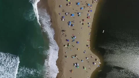 Top down view of Veleka Beach, Bulgaria Stock Footage 143939023