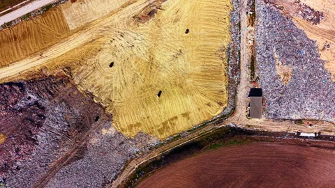 Top down view of waste cell segregation layout Stock Footage 335690366