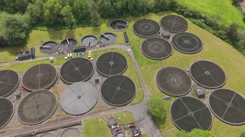 Top Down View Of Water Purification Facility Stock-Footage 335127783