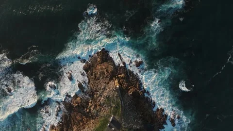 Top-down View Of Waves Breaking Against The Shore In Summer Stock Footage 300355001
