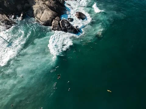 Top down view of waves at Ipanema Beach in Rio de Janeiro Stock Photos
