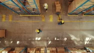 Top Down View Workers Working In Busy Warehouse Stock Footage