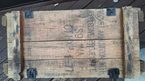 Top Down View of World War I Ammunition Crate Video stock 346308780