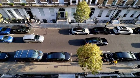 Top down vstatic view on traffic on the famous Harley Street Stock Footage 224953604